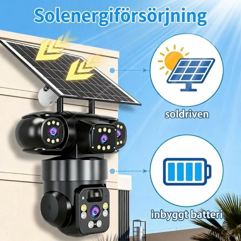 📢📢 55 % RABATT!!! ⏰ Utomhus-Wi-Fi-övervakningskamera 6K 9 MP | 10x zoom, 3 objektiv, 360° PTZ | Vattentät enligt IP66, färgseende i mörker, tvåvägskommunikation, rörelsespårning