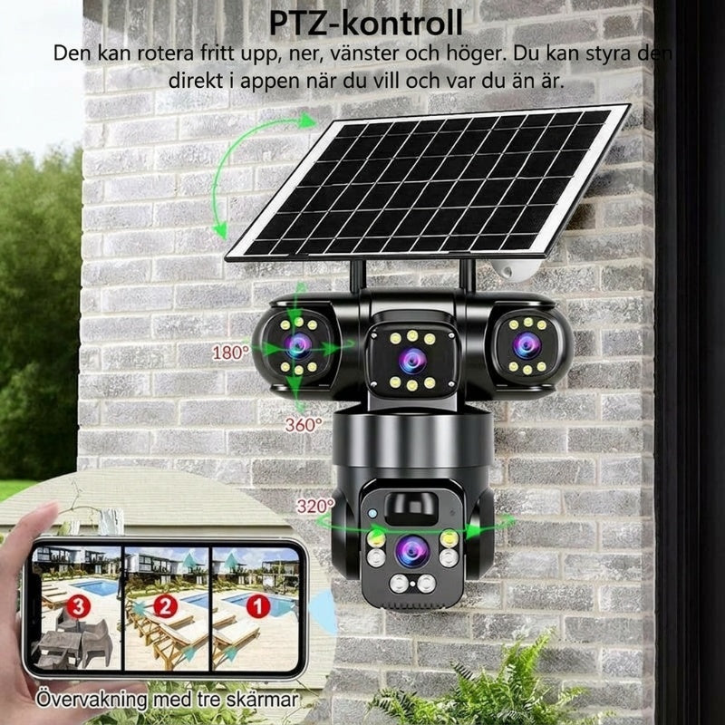 📢📢 55 % RABATT!!! ⏰ Utomhus-Wi-Fi-övervakningskamera 6K 9 MP | 10x zoom, 3 objektiv, 360° PTZ | Vattentät enligt IP66, färgseende i mörker, tvåvägskommunikation, rörelsespårning