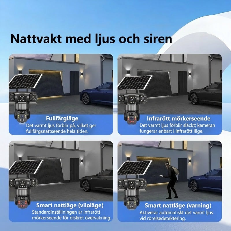 📢📢 55 % RABATT!!! ⏰ Utomhus-Wi-Fi-övervakningskamera 6K 9 MP | 10x zoom, 3 objektiv, 360° PTZ | Vattentät enligt IP66, färgseende i mörker, tvåvägskommunikation, rörelsespårning