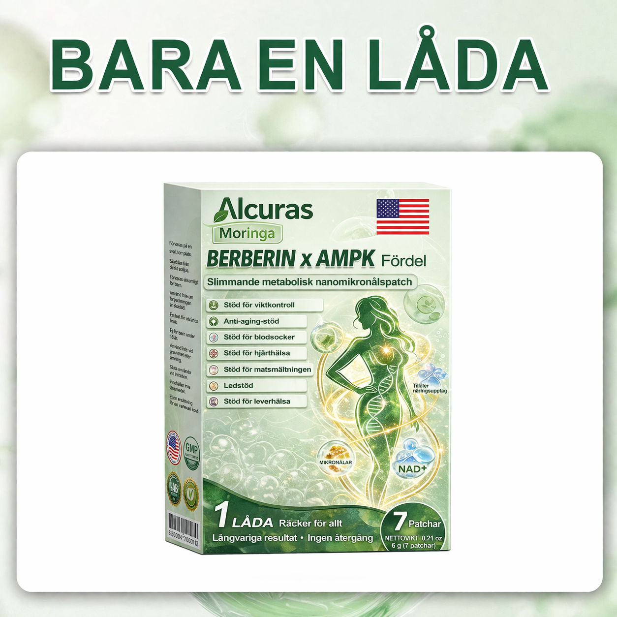 Moringa × Berberine × AMPK 8-Benefit Slimming & Metabolic Nano Microneedle Patch | Daily support for metabolism and heart health