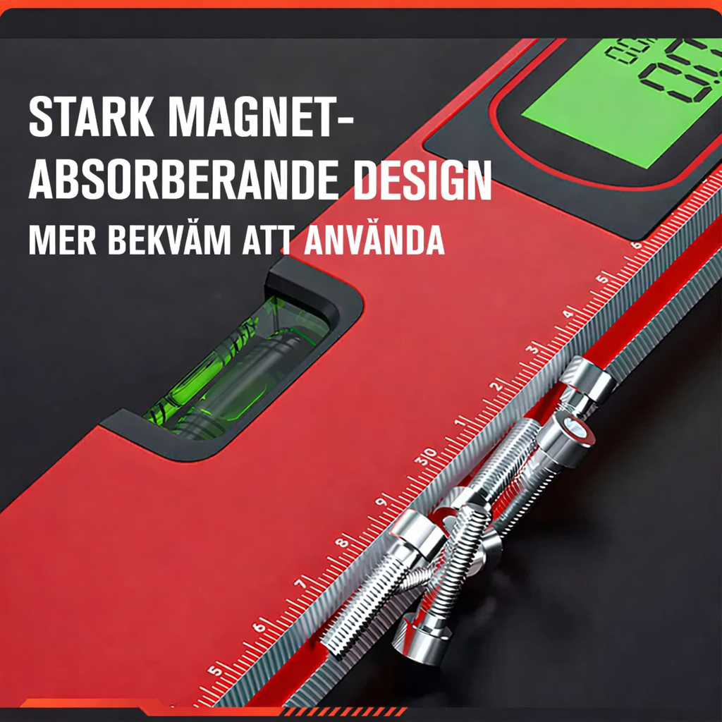 📏 Multifunktionellt magnetiskt vattenpass med LCD-display – Hög precision för byggnation och DIY ⚡