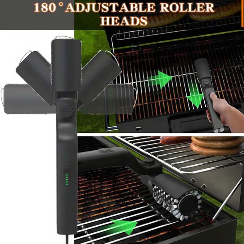 🔥Sladdlös elektrisk grillborste: Kraftfull motor + snabbt utbytbara borsthuvuden – rengöring utan ansträngning!