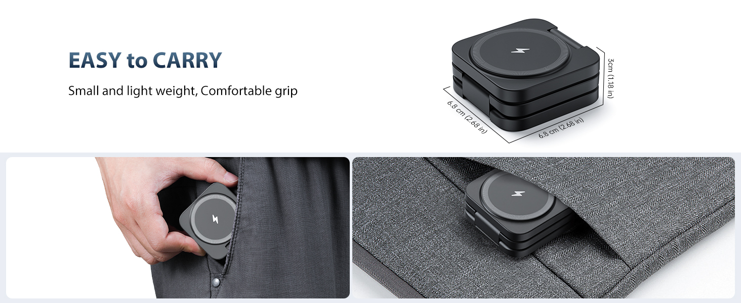 portable 3 in 1 magnetic wireless charging station mini cube