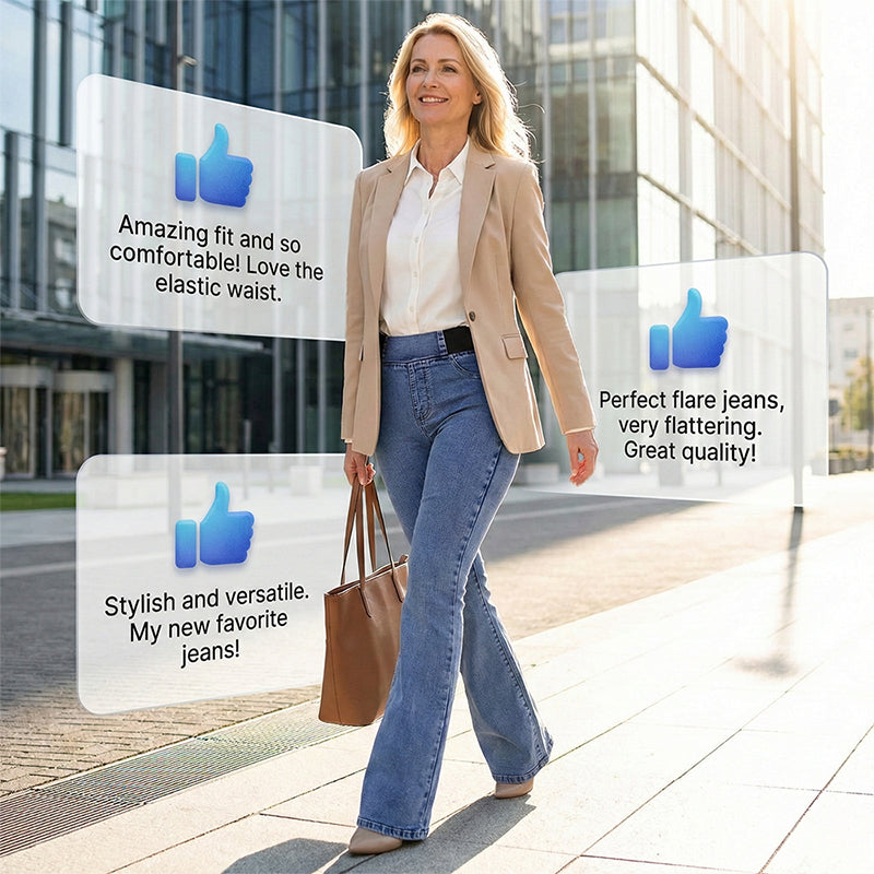 📢📢50% OFF!!⏰Women's High-Waist Stretch Flare Denim Jeans