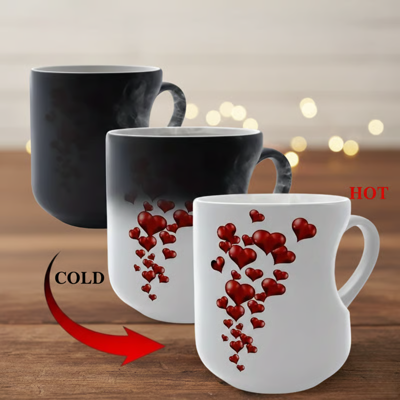 📢📢50% RABATT!!!⏰ Färgskiftande keramikmugg med hjärtformat handtag till alla hjärtans dag 💝✨