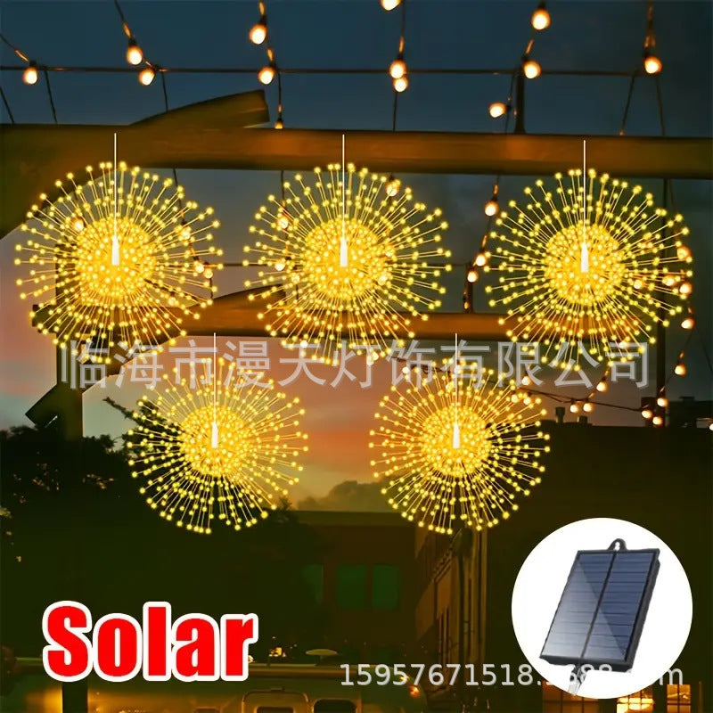 ✨Zonne-energie Vuurwerk Lichtslinger – Magische Tuinverlichting voor Feesten & Avonden