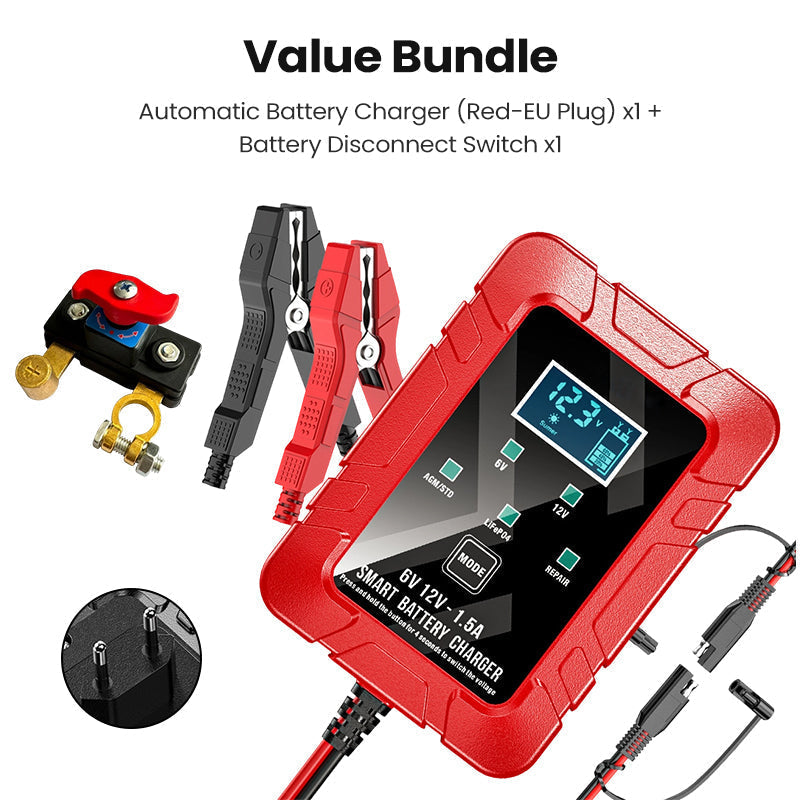 Automatische Acculader 1.5A 6V 12V