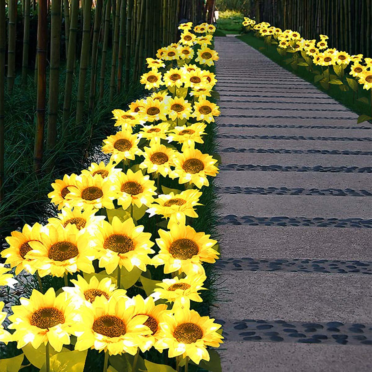 Luz solar de jardim à prova de água em forma de girassol