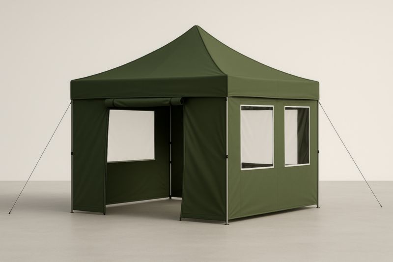 Tonnelle pliante en polyester vert armature en acier