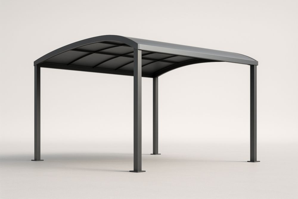 Auvent gris en acier et polycarbonate 500 x 300 cm