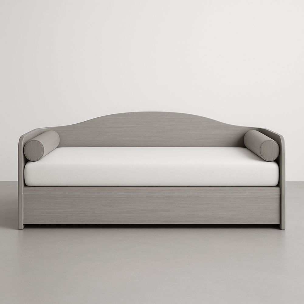 Canapé-lit bois avec matelas tissu 200x90x75cm