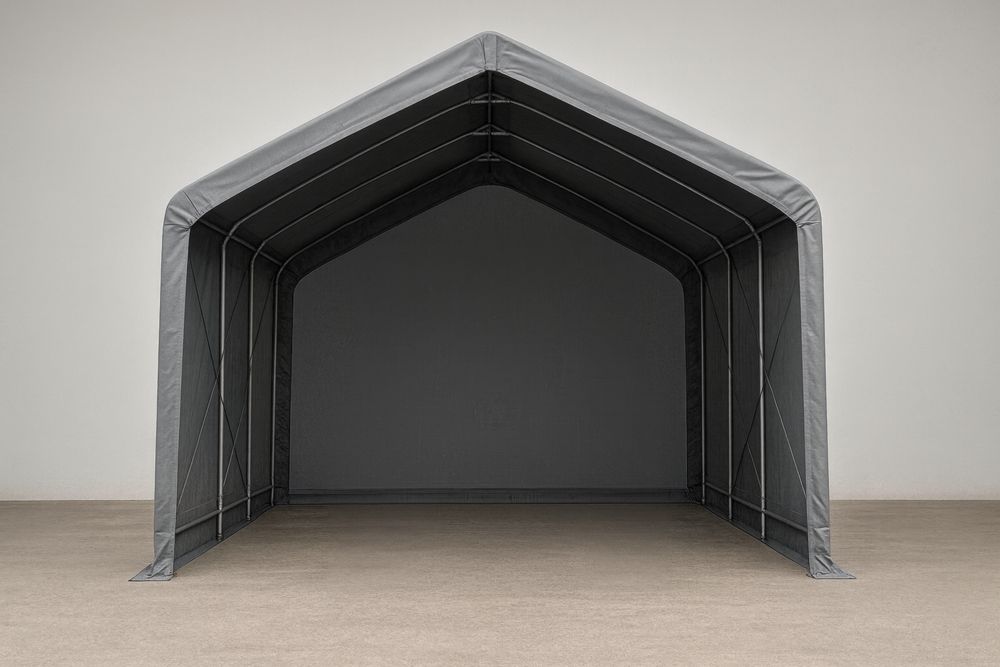 Abri Voiture en Acier et Polyester Gris 600x300x280cm