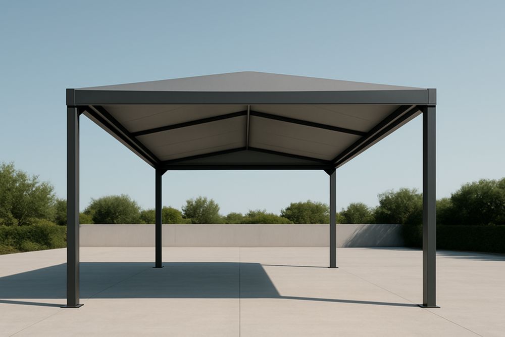Pavillon en Aluminium Gris avec Toit en Polycarbonate 350x350x270 cm
