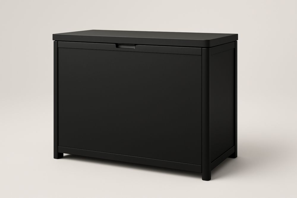 Coffre de rangement en métal noir 90x50x55cm