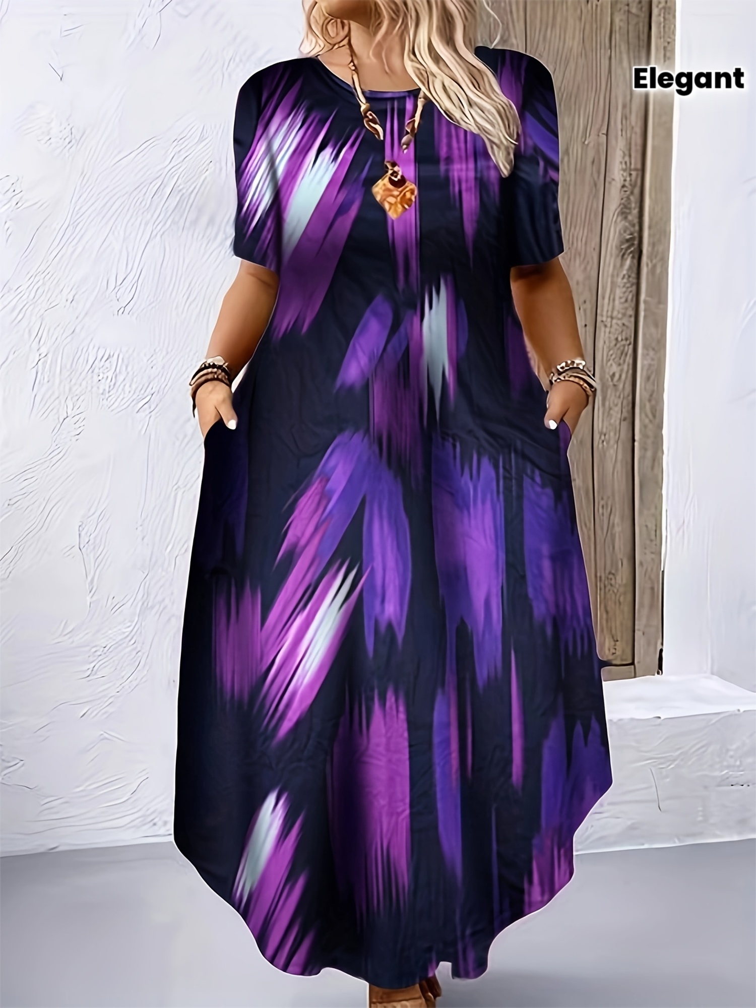Plus Size Ombre Tie Dye Maxi Dress