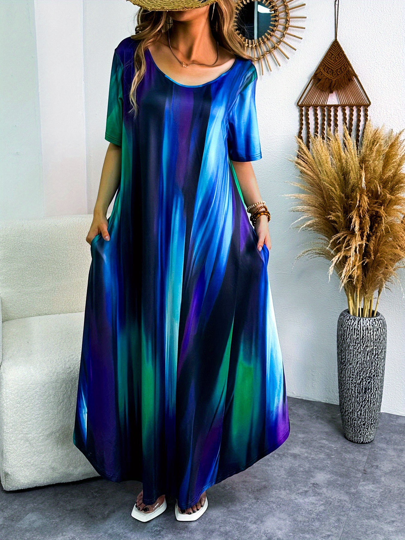 Plus Size Ombre Tie Dye Maxi Dress