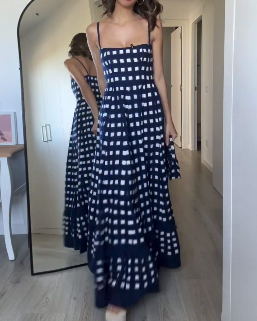 Sleeveless Plaid Print Dress