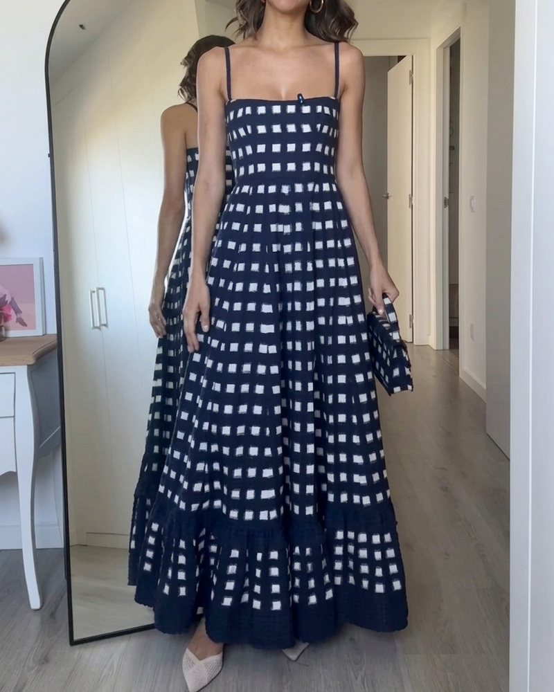 Sleeveless Plaid Print Dress