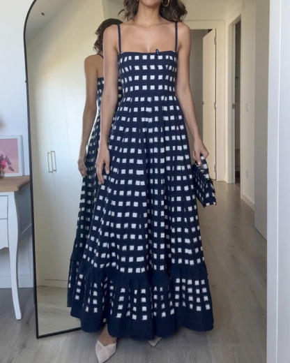 Sleeveless Plaid Print Dress