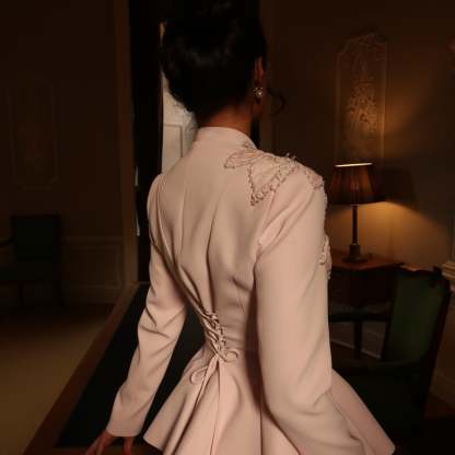 Vintage Embroidered Blazer & Pleated Skirt Set