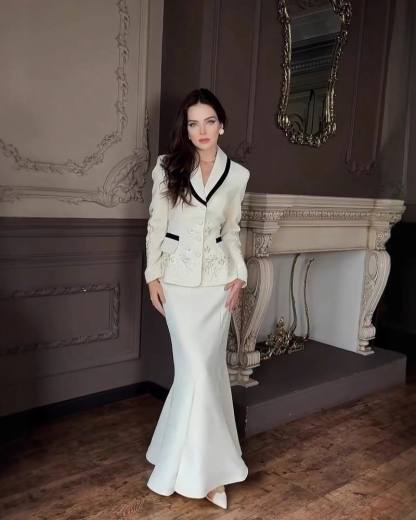 Striped French-Style Blazer Suit Set