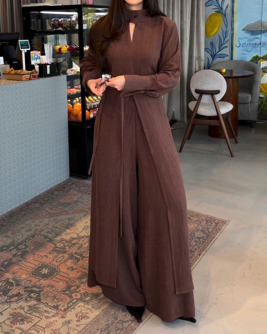 Lapel Casual Solid Color Tie Two-Piece Set