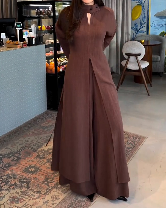 Lapel Casual Solid Color Tie Two-Piece Set