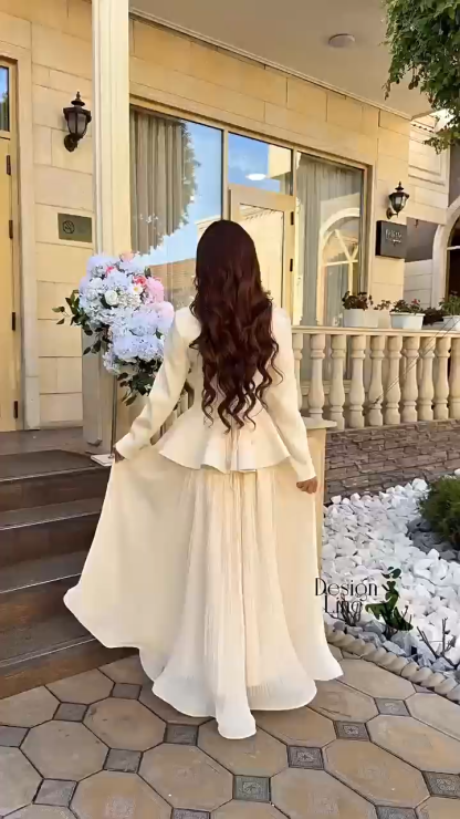 Vintage Embroidered Blazer & Pleated Skirt Set