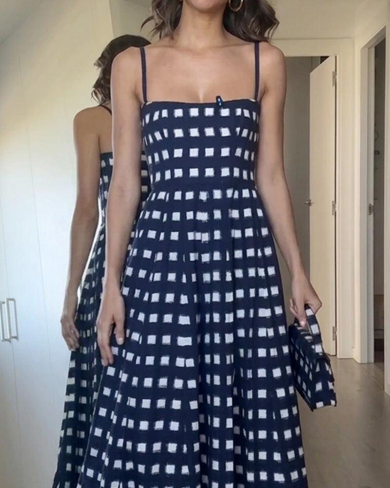 Sleeveless Plaid Print Dress