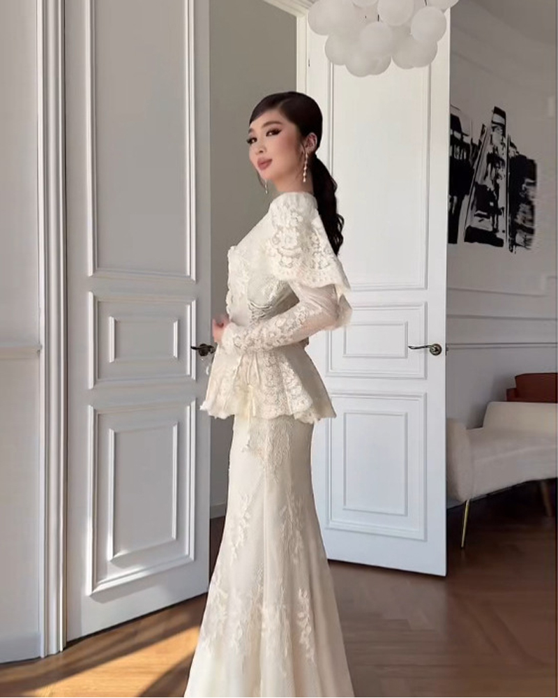 Women's French-Style Lace Two-Piece Set: Waist-Cinching Fishtail Skirt & Top — An Elegant Ensemble