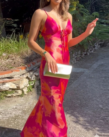 Sleeveless Strappy Printed Dress