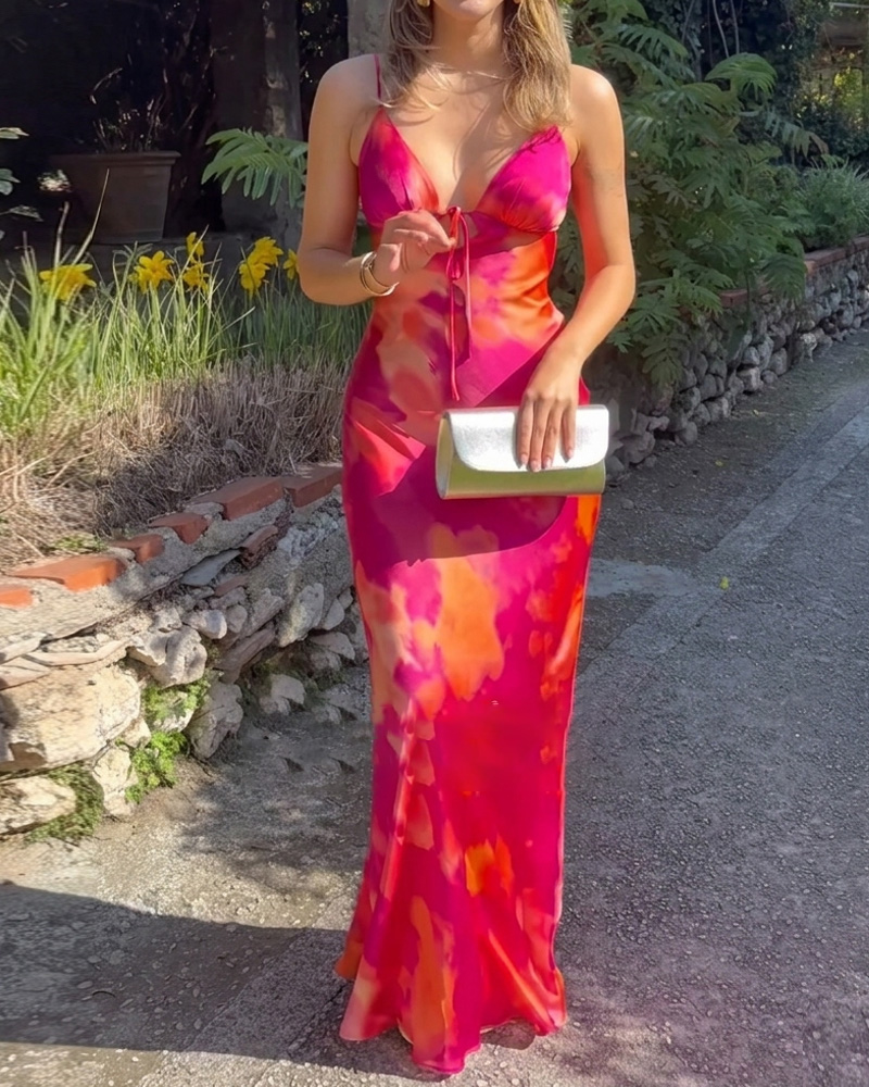 Sleeveless Strappy Printed Dress