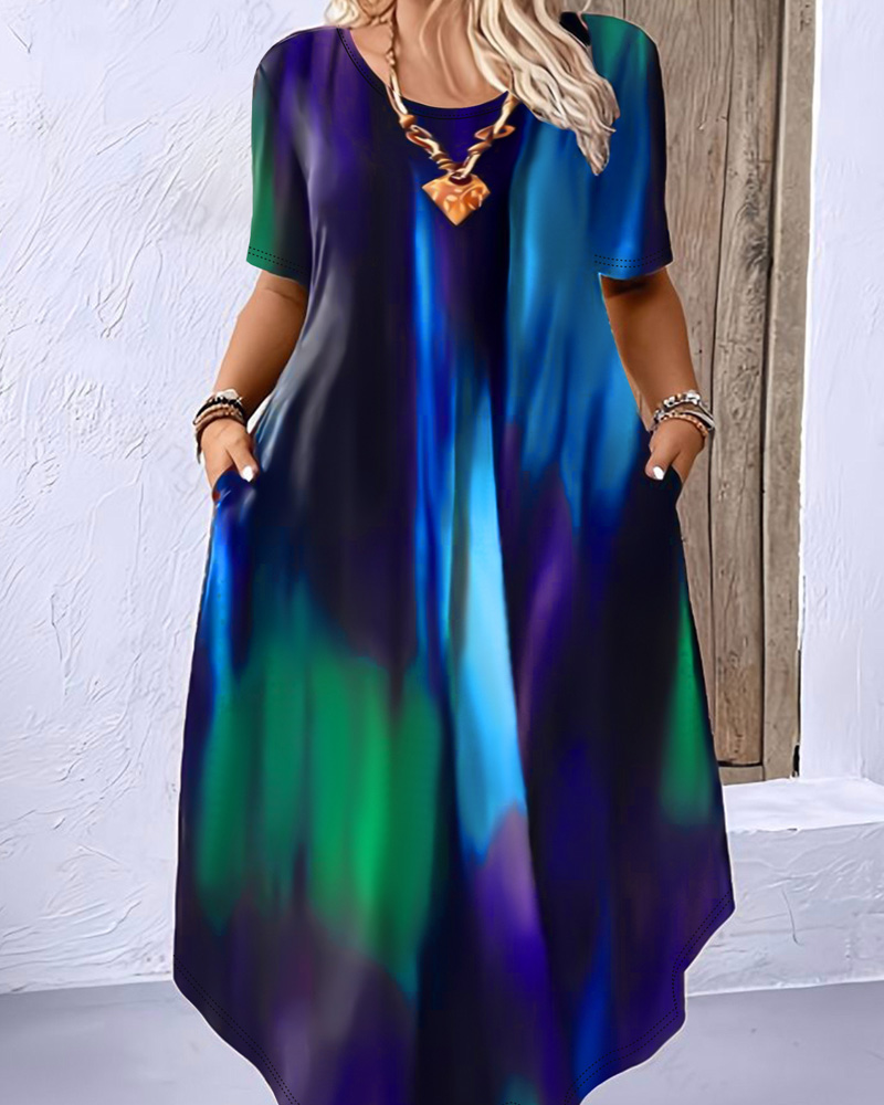 Plus Size Ombre Tie Dye Maxi Dress