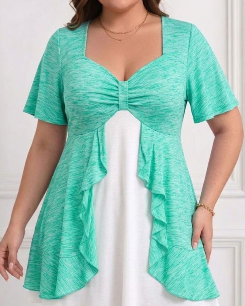 Plus Size Ruffle Ruched Dress