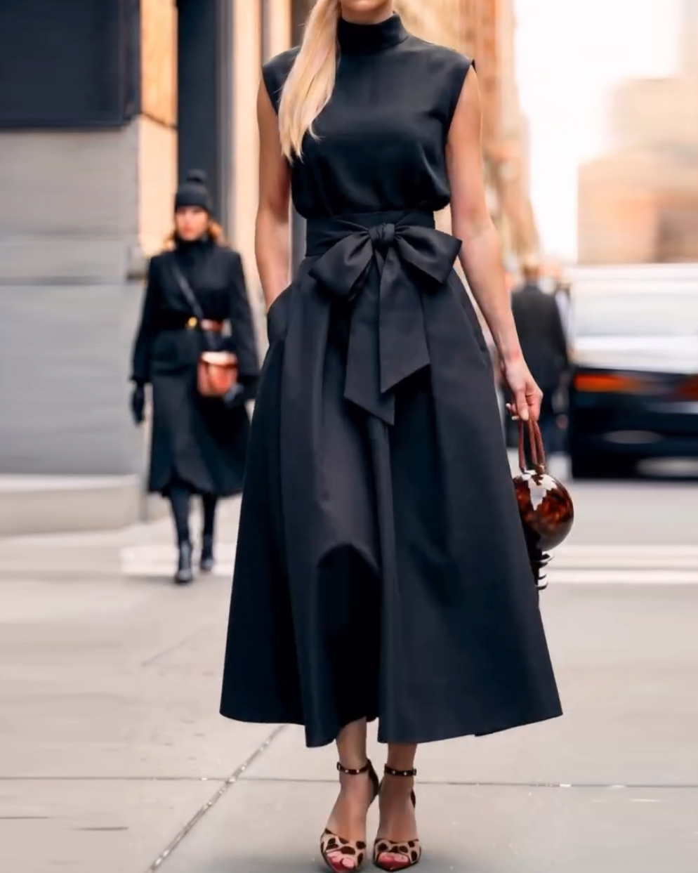 Solid-Color Sleeveless Tie-Strap Dress