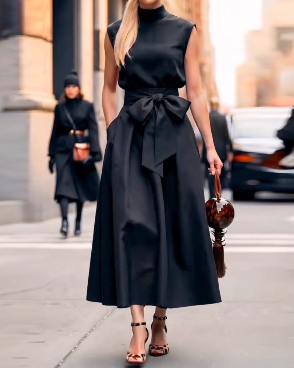 Solid-Color Sleeveless Tie-Strap Dress