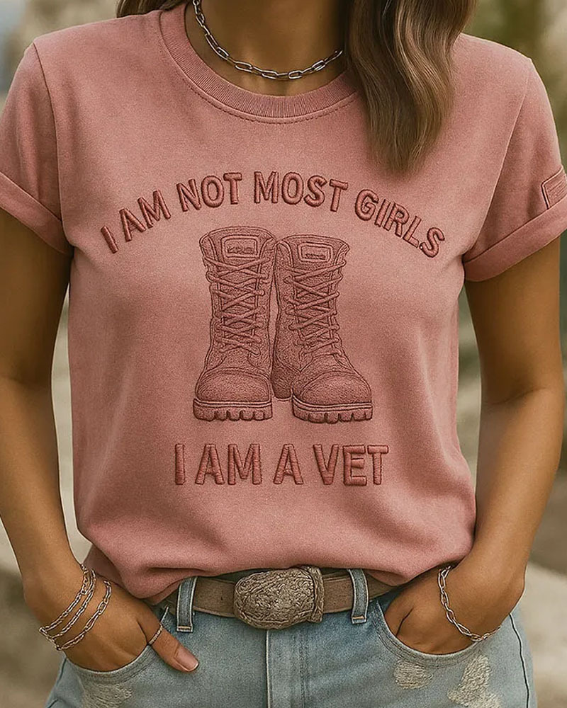 Women's Veteran Art Print Casual Short Sleeve T-Shirt
