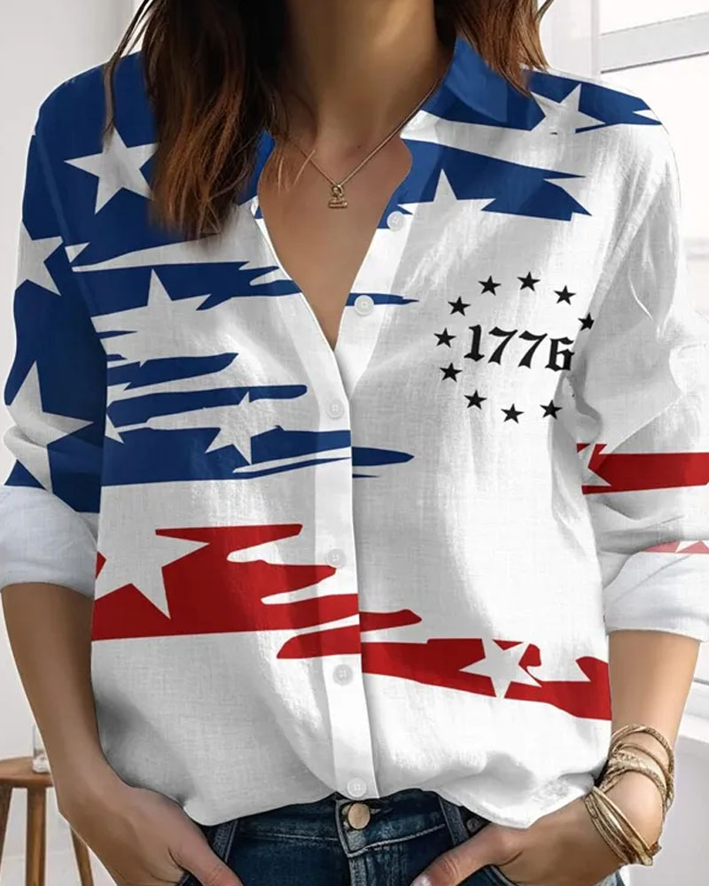 Plus Size US 250th Anniversary Veterans Print Women's Shirt