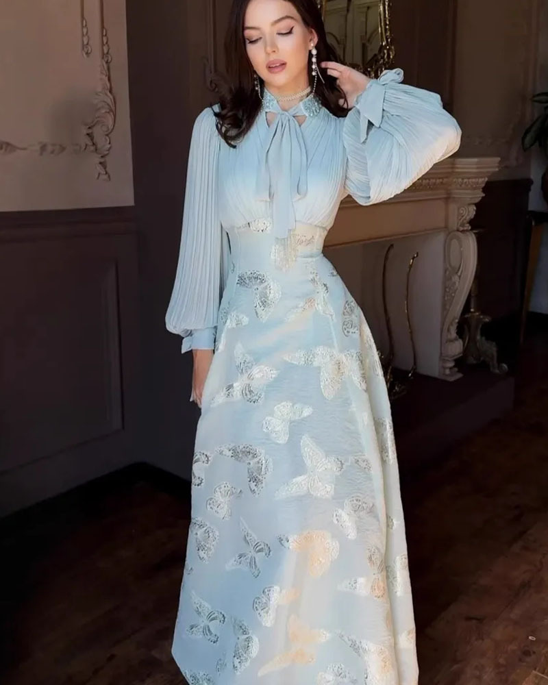 Elegant Butterfly Long-Sleeved Dress