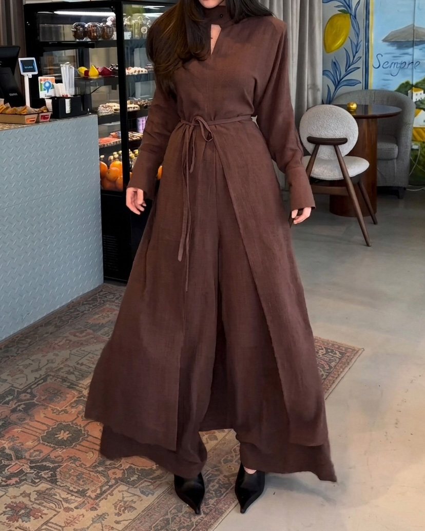 Lapel Casual Solid Color Tie Two-Piece Set