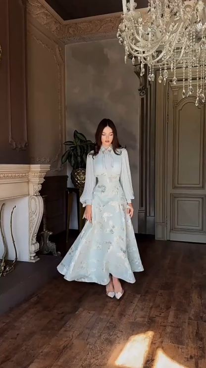 Elegant Butterfly Long-Sleeved Dress