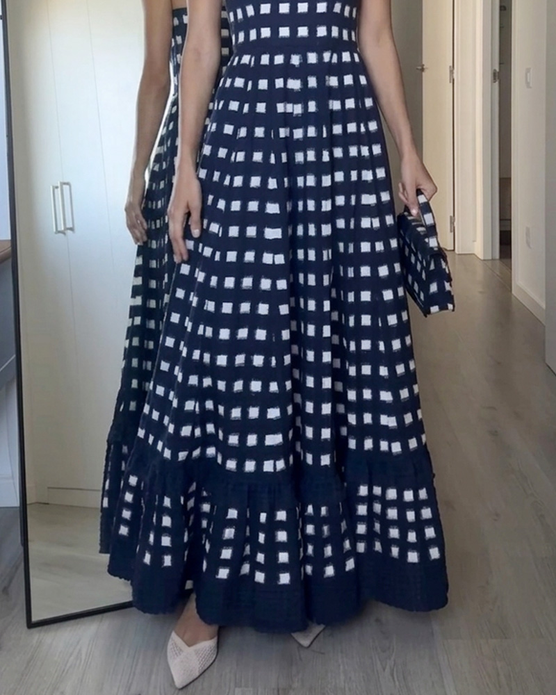 Sleeveless Plaid Print Dress
