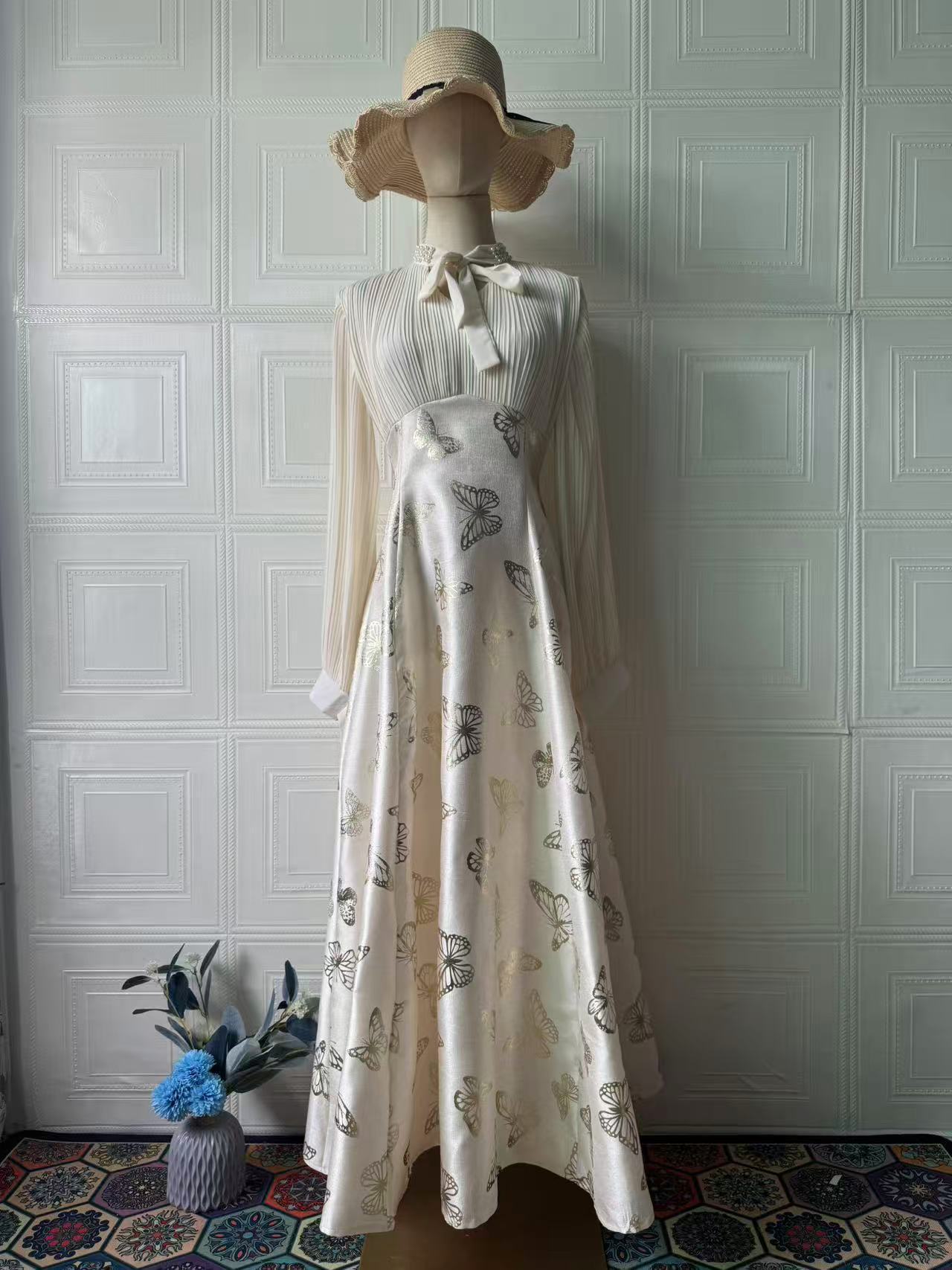 Elegant Butterfly Long-Sleeved Dress