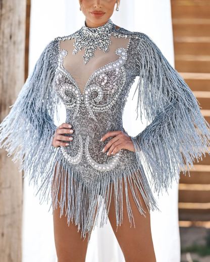 Zita crystal fringe bodysuit