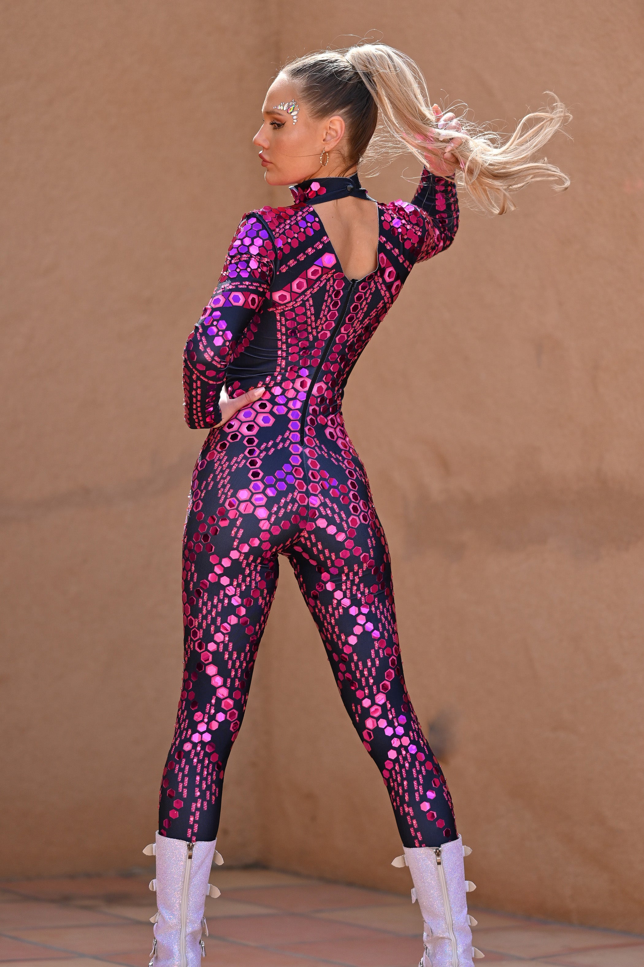 Music Festival Pink Rhinestone Jumpsuit