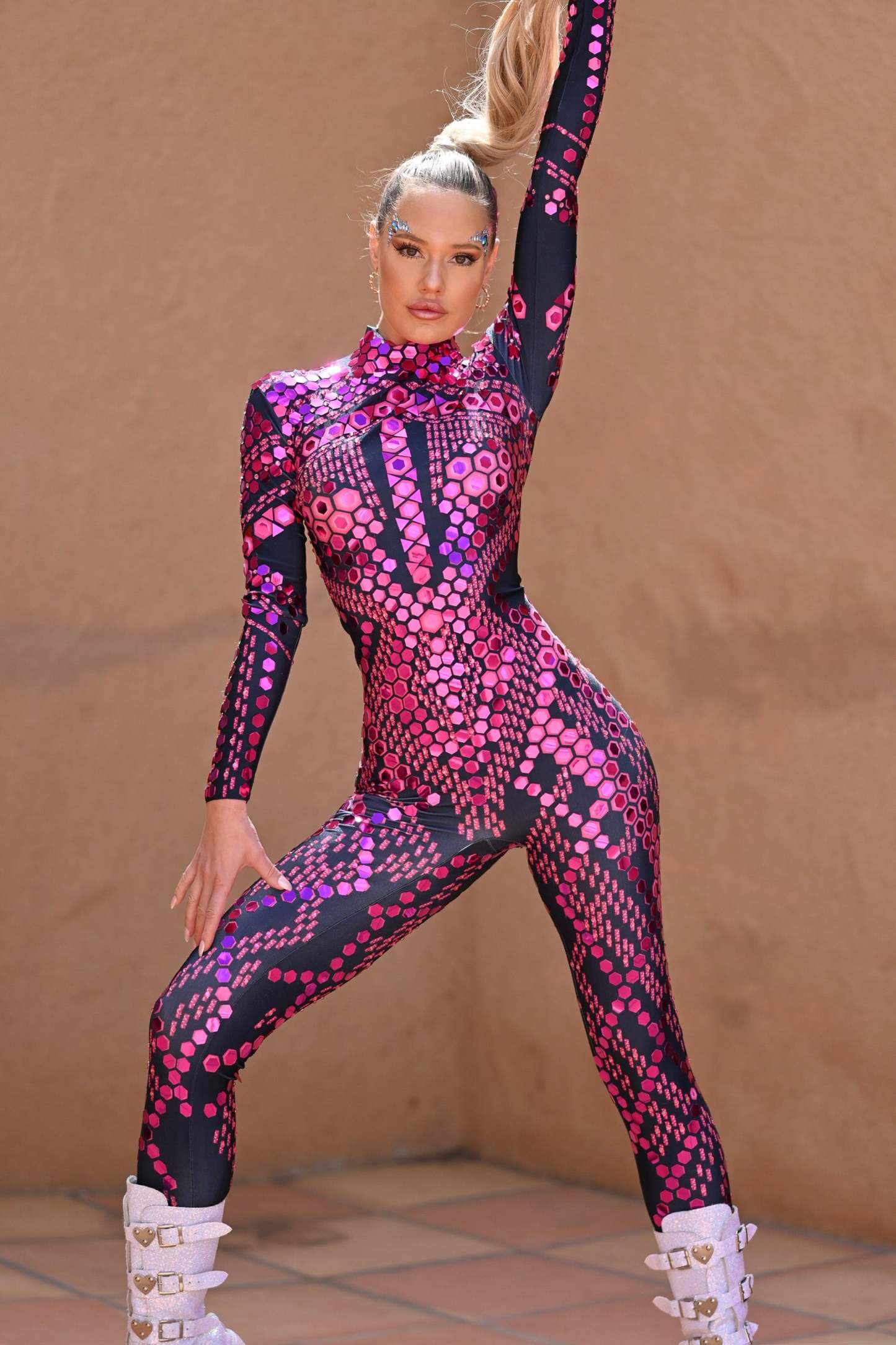 Music Festival Pink Rhinestone Jumpsuit