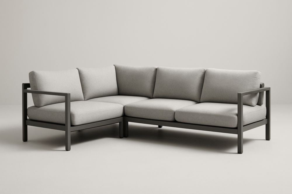 Canapé d'angle de jardin en aluminium avec coussins gris