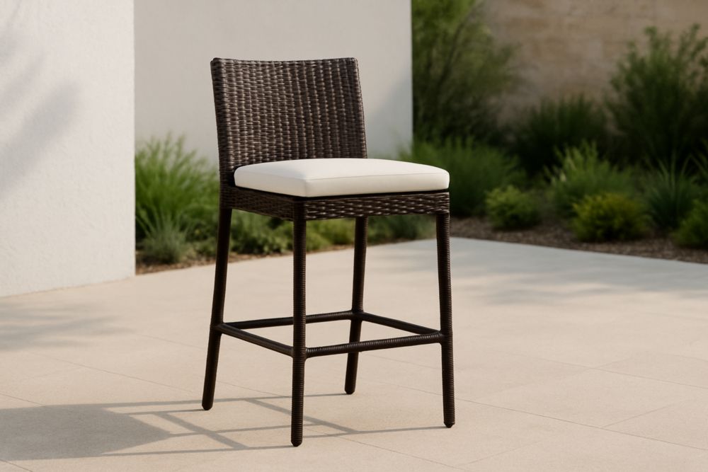 Tabouret de Bar Extérieur Résine Tressée Marron