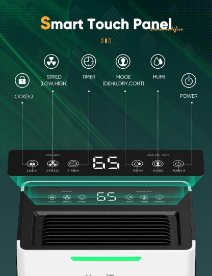 Home Dehumidifiers - Dehumidifiers with Drain Pipe for Large Rooms, Bathroom, Closet, Intelligent Humidity Control, Auto Shut Off Protection, 3 Modes