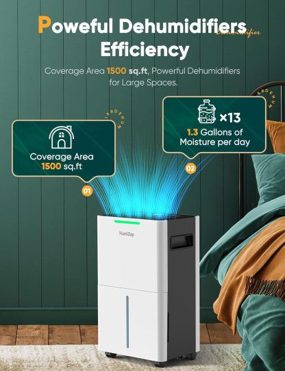 Home Dehumidifiers - Dehumidifiers with Drain Pipe for Large Rooms, Bathroom, Closet, Intelligent Humidity Control, Auto Shut Off Protection, 3 Modes